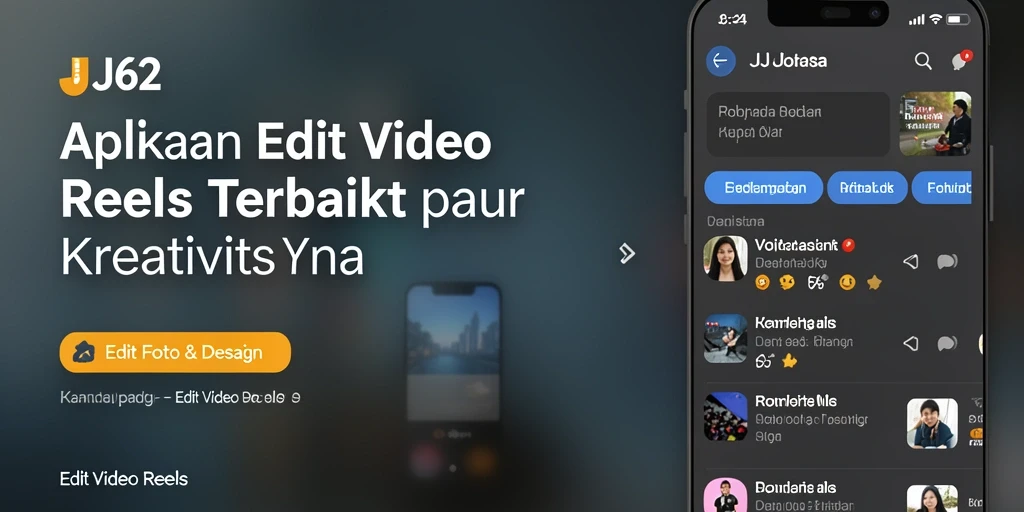 Tampilan antarmuka aplikasi JJ62 saat mengedit video Reels.