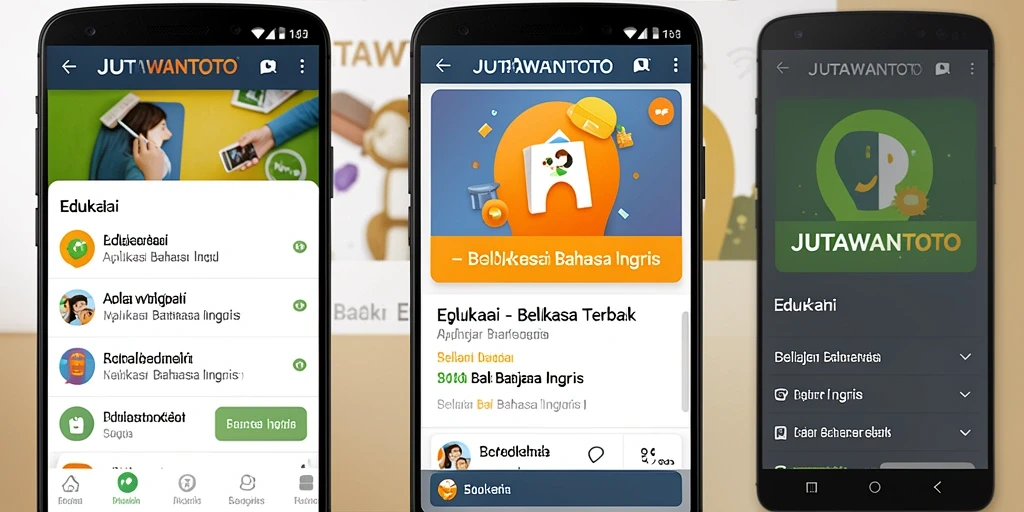 Tampilan antarmuka aplikasi JUTAWANTOTO untuk belajar bahasa Inggris.