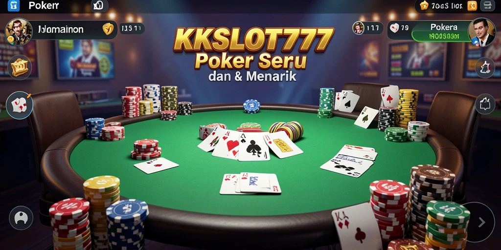 Tampilan antarmuka permainan Poker KKSLOT777 yang menarik dan mudah digunakan.