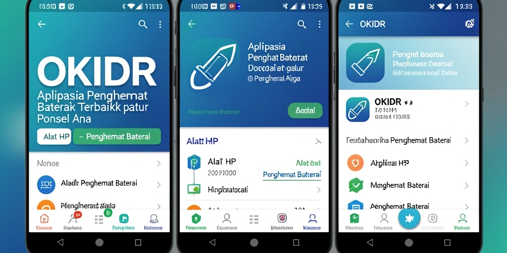 Antarmuka pengguna OKIDR dengan berbagai fitur penghemat baterai.