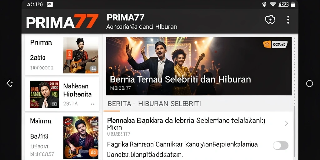 Tampilan antarmuka aplikasi PRIMA77 yang menarik dan informatif.