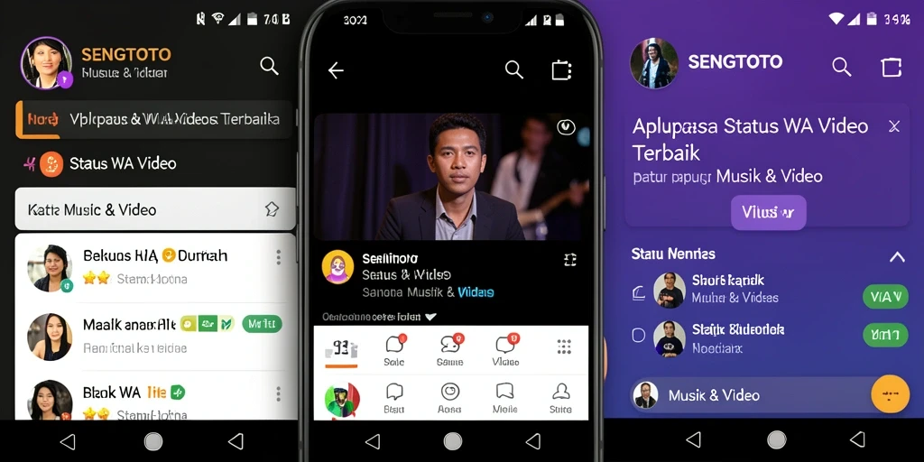 Tampilan antarmuka aplikasi SENGTOTO yang menarik untuk Status WA Video.