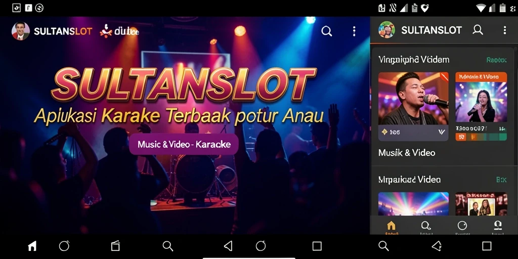 Antarmuka aplikasi SULTANSLOT dengan fitur Karaoke yang menarik.